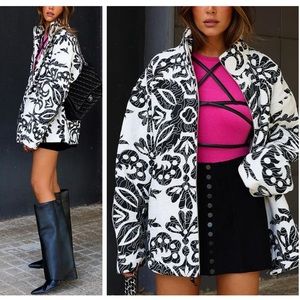 Zara Black and White Floral Jacket